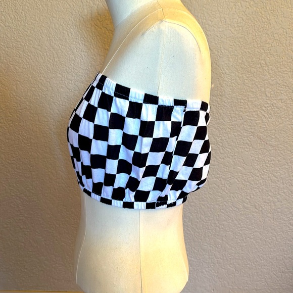 Emma & Sam | Black & White Checkered Cotton Tube Top Retro Classic Top NWT - Picture 2 of 9